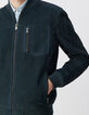 Blouson bomber encre en cuir velours Homme-4