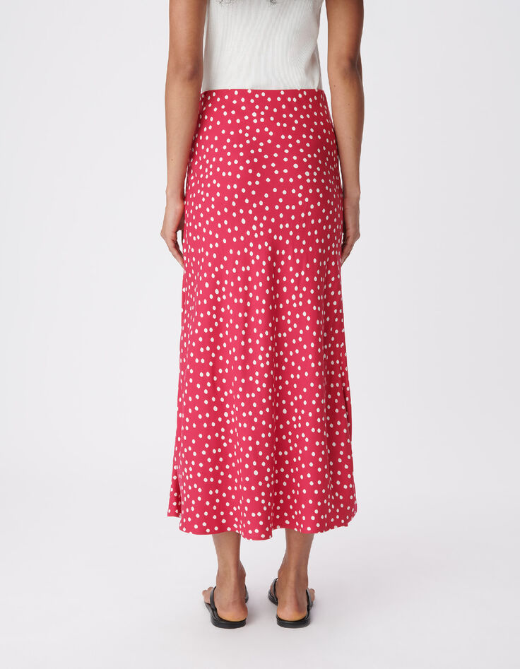 Women's pink polka dot midi skirt-3