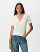 Ecru fine knit back/front reversible cardigan-4