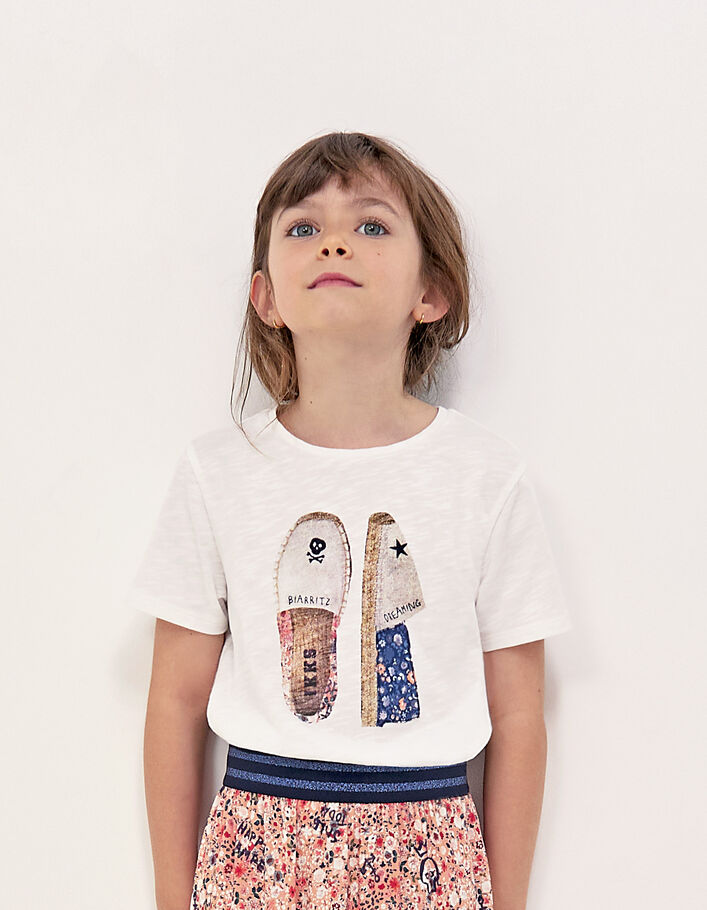 Cremeweißes Mädchen-T-Shirt mit Espadrille-Motiv - IKKS