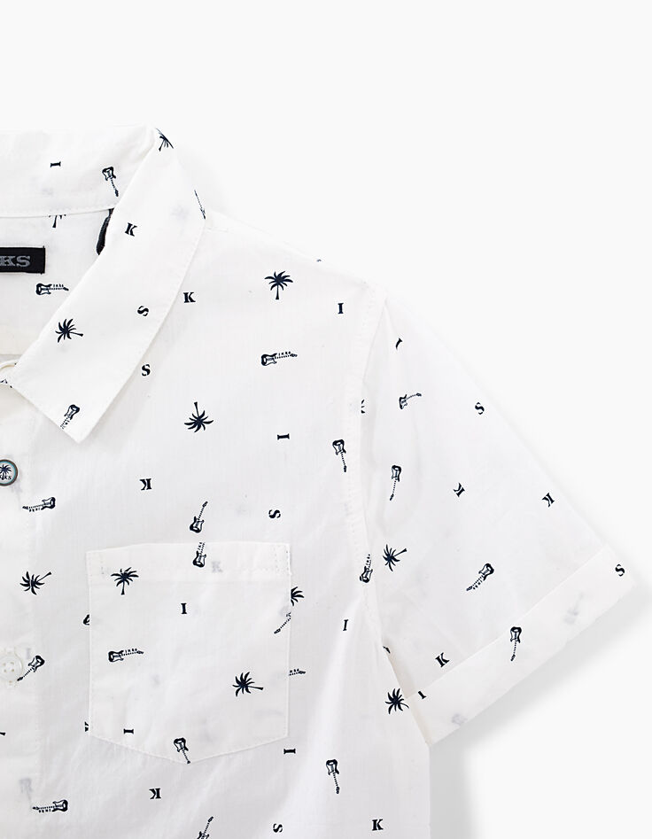 Chemise blanc optique imprimé rock garçon -2 Chemise blanc optique imprimé rock garçon -2