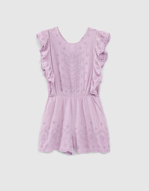 Combishort lilas broderie anglaise fille - IKKS