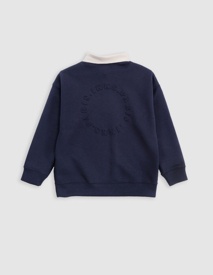 Jongenssweatshirt marine poloshirt in ecru tekst rug-2