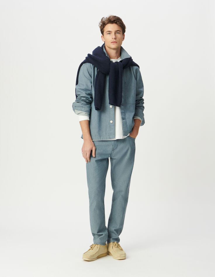 Blaue Herren-Jeansjacke im Workerstil-1