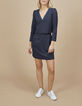 I.Code navy pinstripe dress with ribbed collar-6