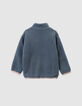 Cardigan réversible sherpa bleu et molleton kaki garçon-6
