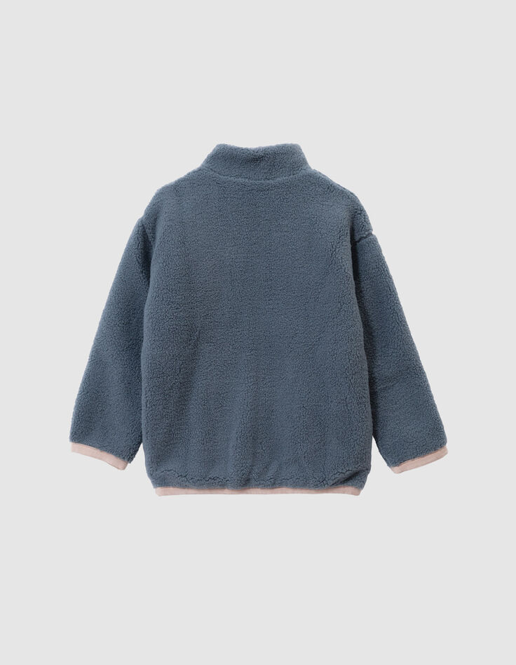 Cardigan réversible sherpa bleu et molleton kaki garçon-6