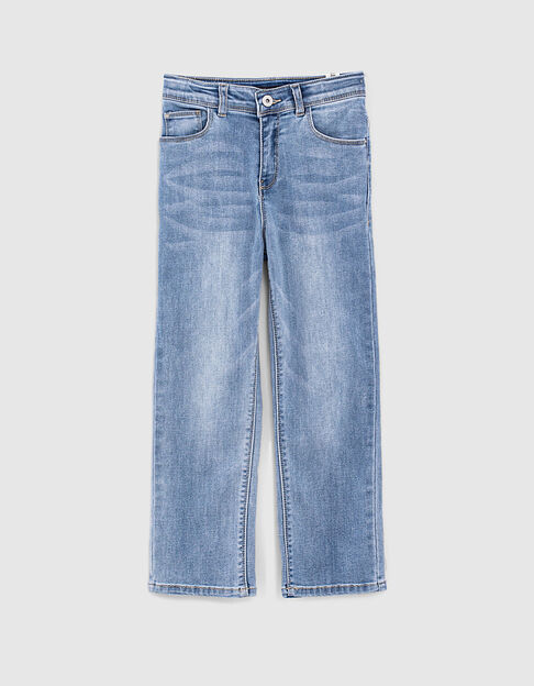 Mädchen-Slimjeans, Vintage, Bio, hohe Taille, Light Blue
