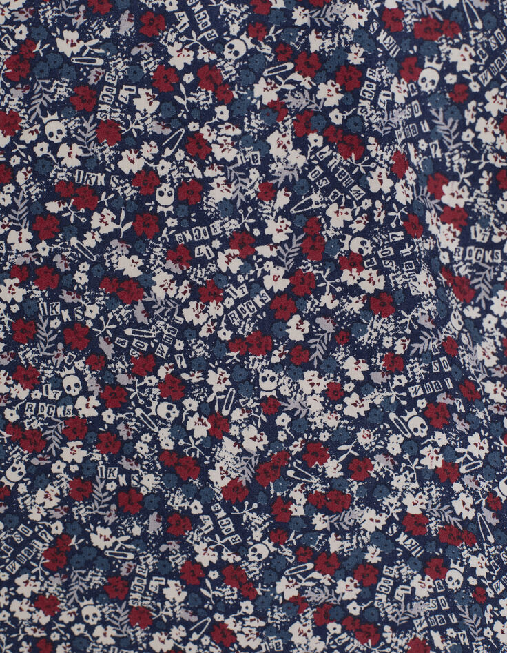 Navy overhemd rock bloemenprint jongens -5