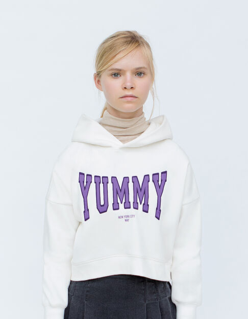 Sudadera blanco roto bordado maxi letras parma niña