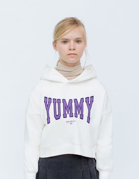 Girls’ off-white hoodie with embroidered XL letters
