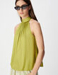 Groen satijnen mouwloze top Dames-5