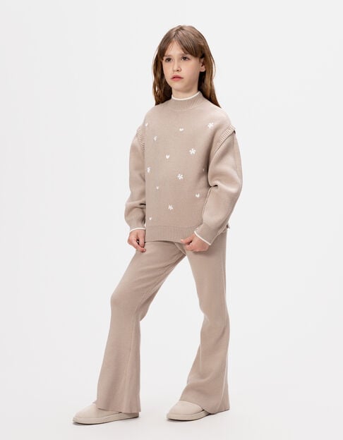 Jersey beige punto mangas extraíbles niña - IKKS
