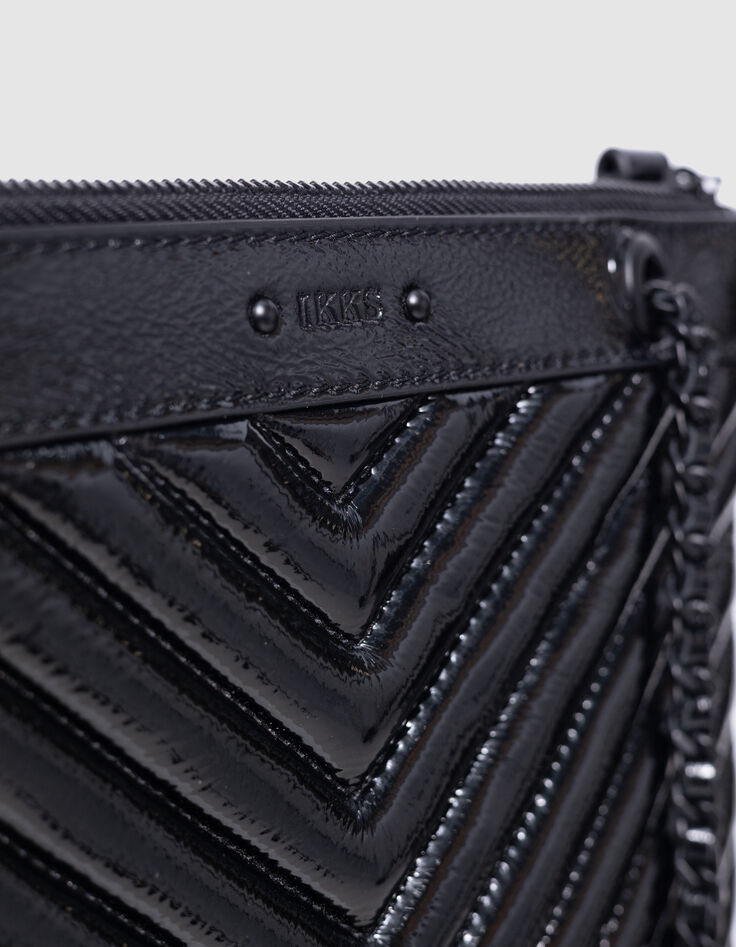 Women's 1440 Reporter clutch bag in black leather-4