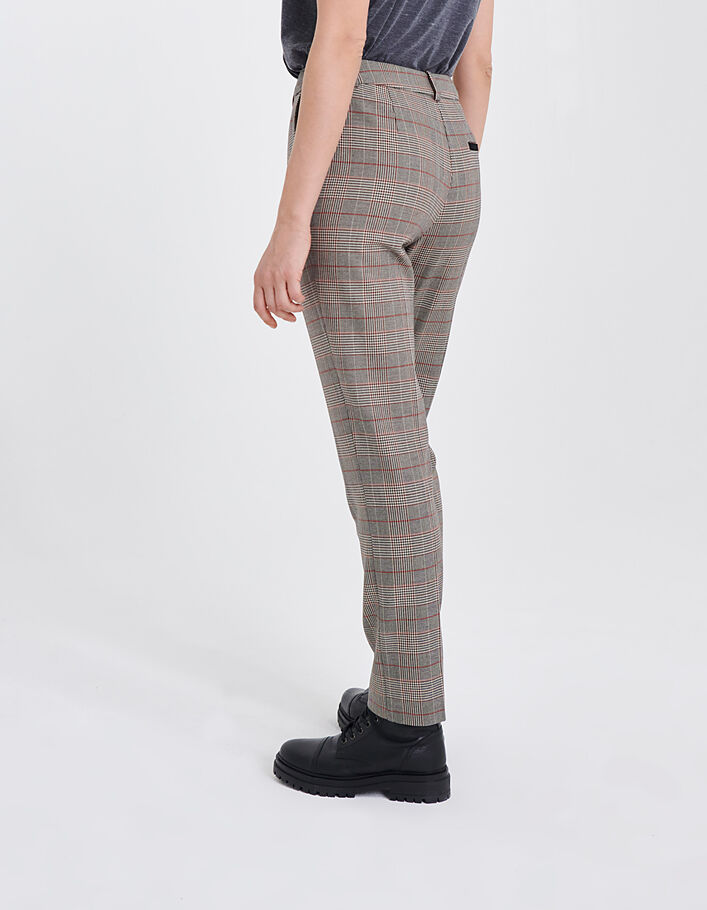 Pantalon cigarette 7/8ème à carreaux taille semi élastique femme-2