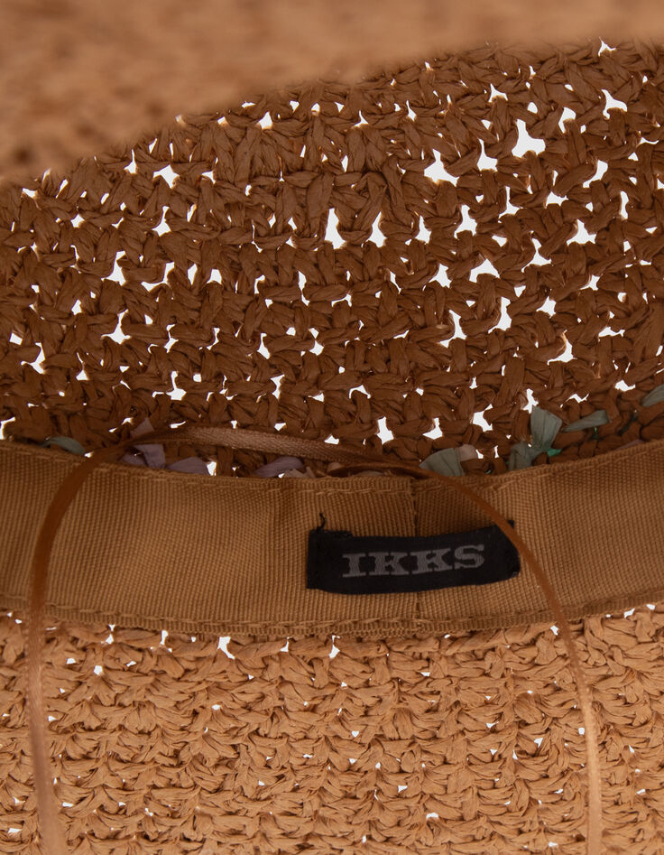 Sombrero beige con trenza pastel niña-6