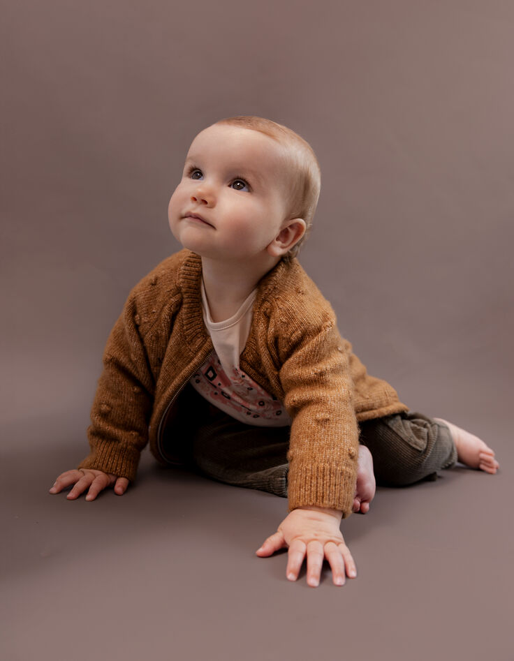 Chaqueta de punto camel fantasía bebé niña-1