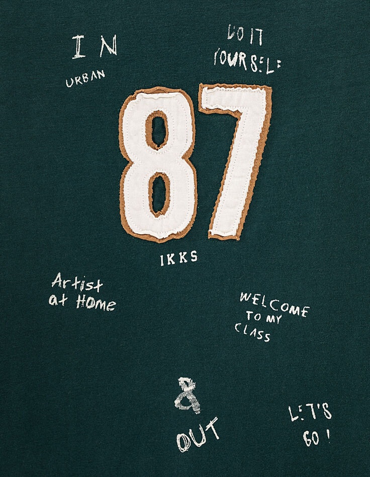 Boys' dark green print and number 87 T-shirt-4