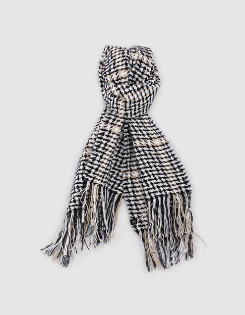 Girls' black houndstooth motif scarf 