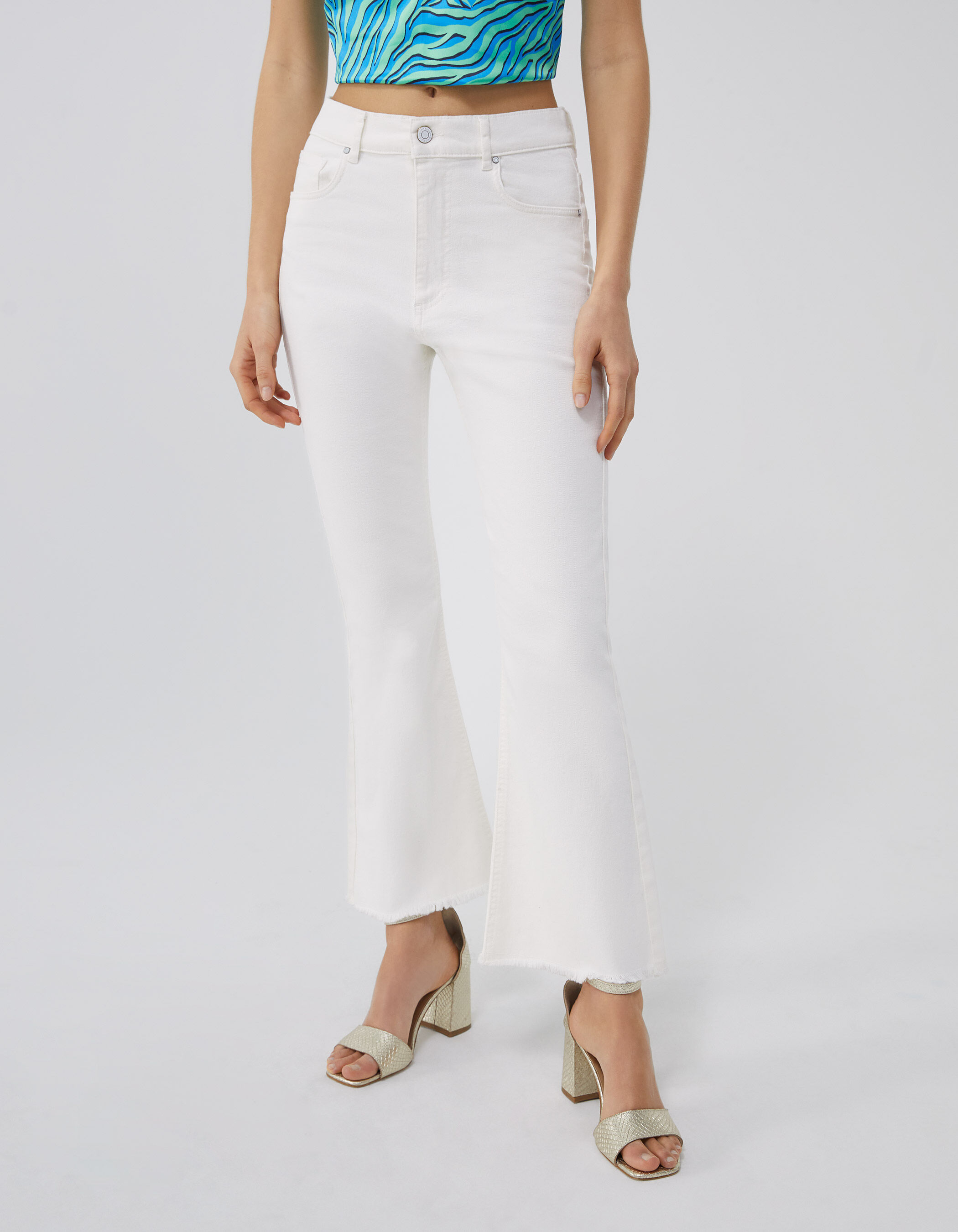Jean flare blanc taille haute femme IKKS