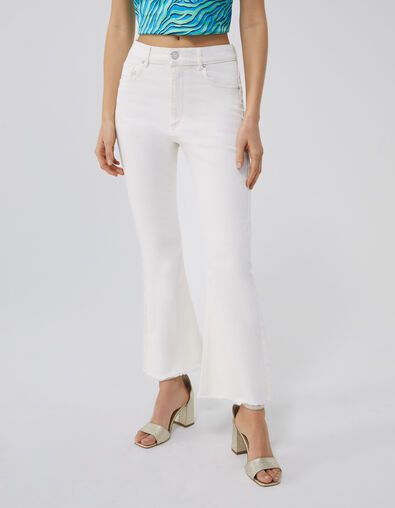 Wei&szlig;e Flare-Damenjeans mit hohem Bund - IKKS
