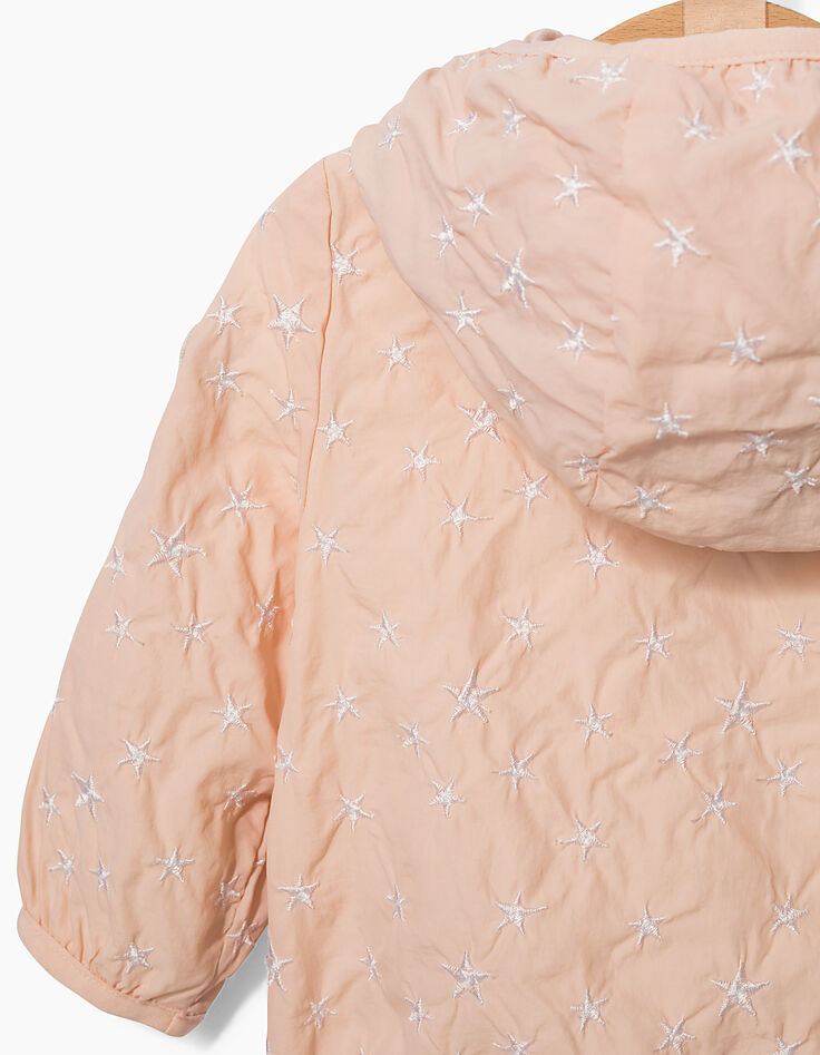 Blouson rose poudré brodé étoiles bébé fille-4