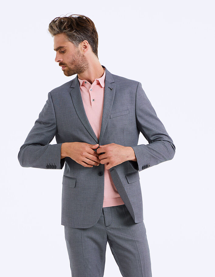 Men's anthracite grey semi-plain suit jacket - IKKS
