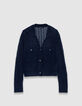 C&aacute;rdigan corto de punto calado azul marino para Mujer-6