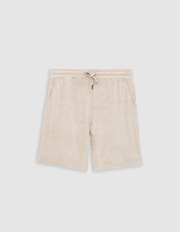 Men’s beige terry cloth Bermuda shorts-5 Men’s beige terry cloth Bermuda shorts-5