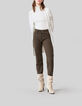 Women’s ecru mid-length cardigan, embroidered chevrons-5