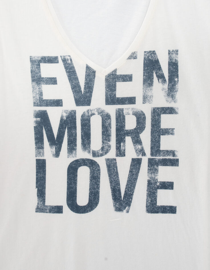 Tee-shirt écru avec message typo délavée femme-4