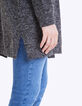 Lang grijs vest intarsia bliksem mouwen dames-6