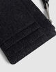 Marineblaues Damenkartenetui 1440 Flanell und Leder-5