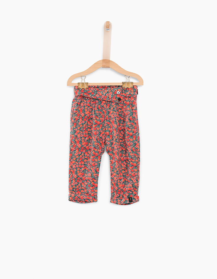 Pantalón caqui claro estampado naranjas bebé niña-1