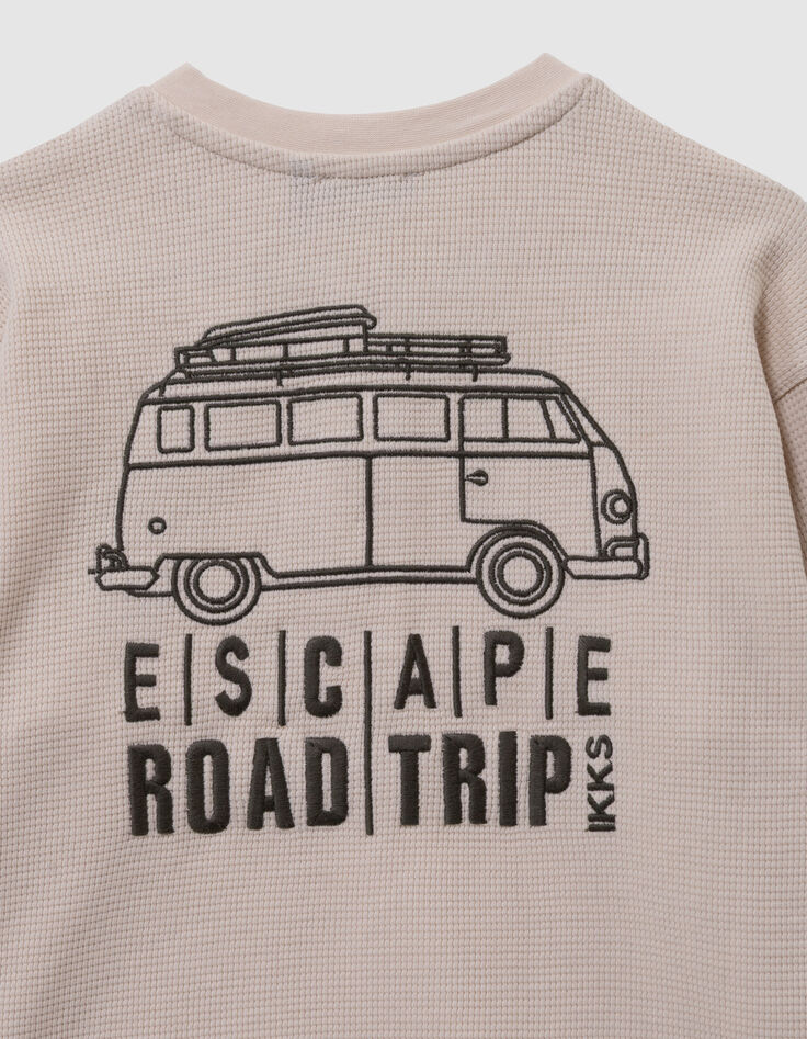 Boys’ white waffle T-shirt with embroidery front and back-6 Boys’ white waffle T-shirt with embroidery front and back-6