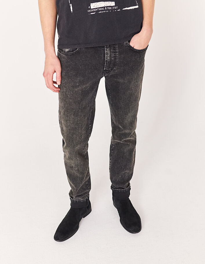 Men’s black dirty faded SLIM jeans - IKKS