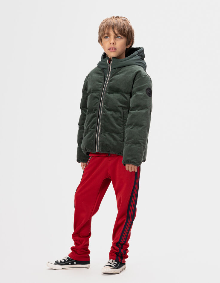 Grüne Jungen-Wendesteppjacke Steppvelours-1 Grüne Jungen-Wendesteppjacke Steppvelours-1