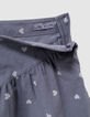 Korte blauwe fluwelen rok hartmotief meisjes-7