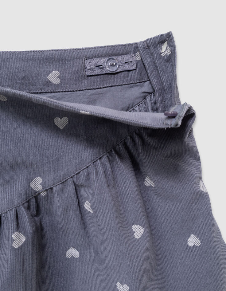 Korte blauwe fluwelen rok hartmotief meisjes-7