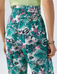Women’s green plant print flowing wide-leg trousers-4