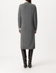 Graues Damenpulloverkleid mit Zopfstrick-3