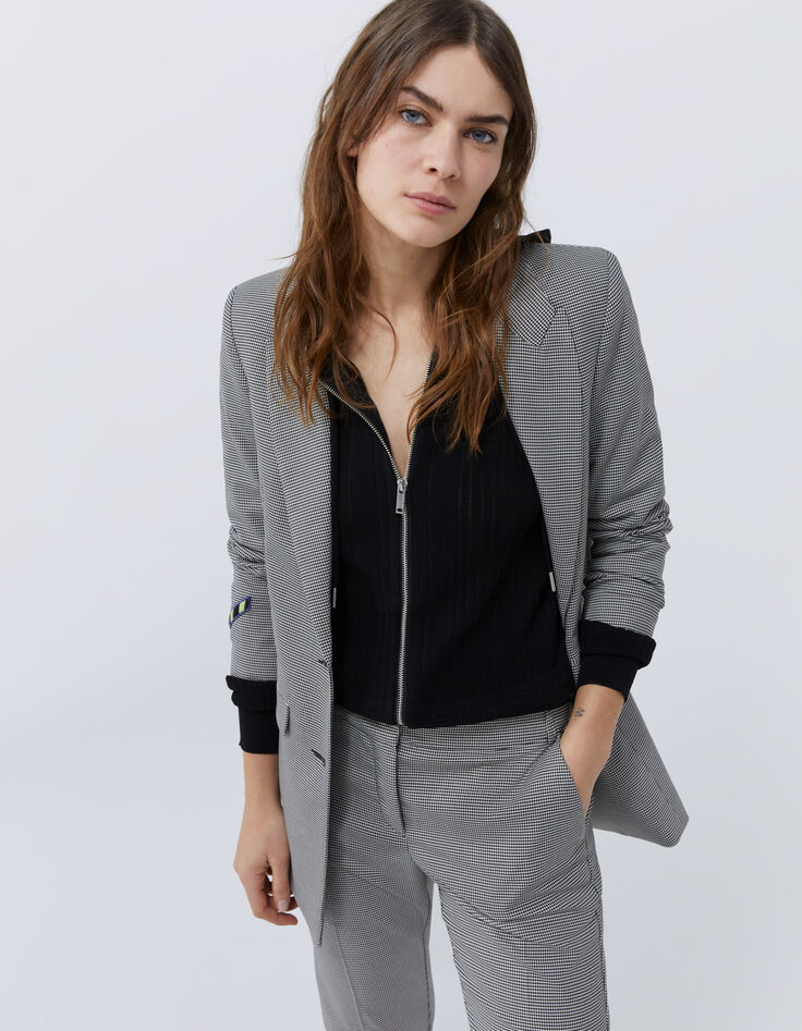 Women’s black knit studded ribbed knit cardigan-6 Women’s black knit studded ribbed knit cardigan-6