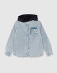 Blauw jeanshemd afneembare kap jongens-3