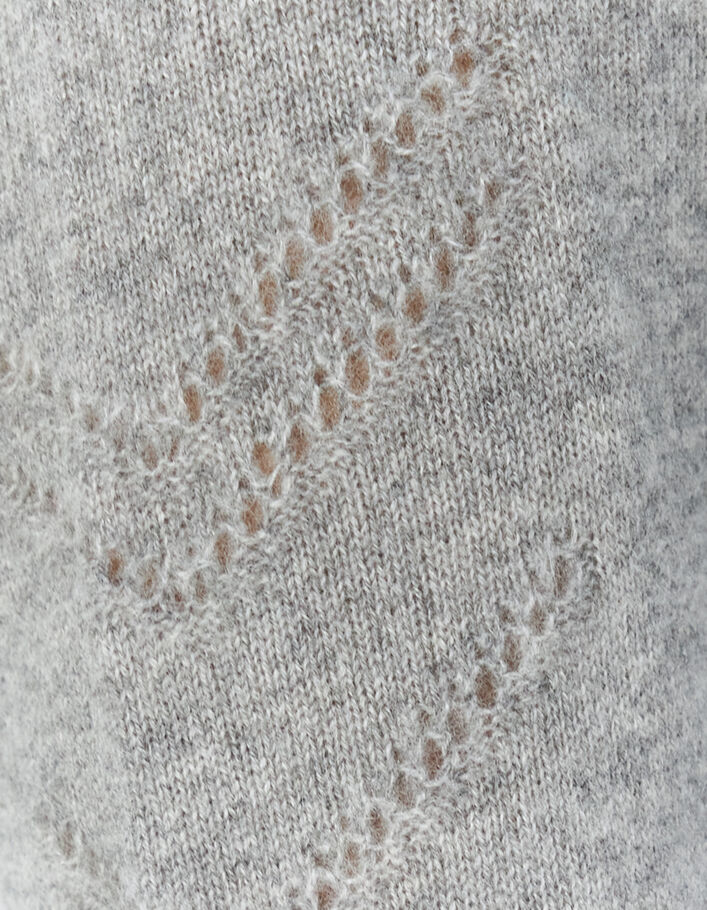 Women’s grey chevron cashmere hooded cardigan-5