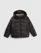 Boys’ mocha print/black reversible padded jacket-1