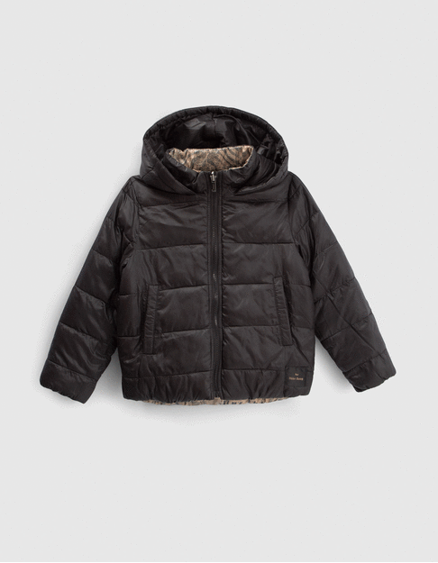 Boys’ mocha print/black reversible padded jacket - IKKS