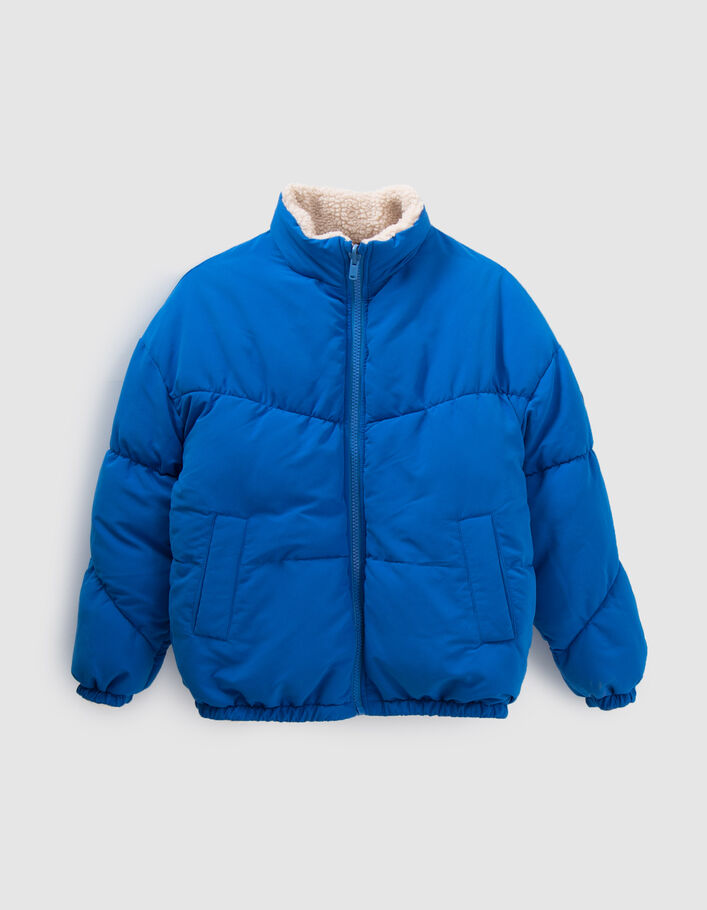 Girls’ blue/ecru Sherpa reversible padded jacket-1