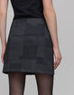 Jupe courte gris maille Milano effet patchwork Femme-5