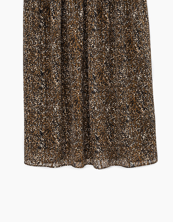 Langes Chiffon-Langarmkleid mit dezentem Camouflageprint -3
