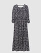 Zwarte maxi jurk LENZING&trade; ECOVERO&trade; minimale bloemenprint Dames-6